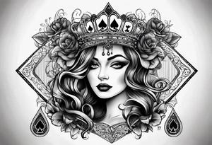queen of spades with the name micahel hidden tattoo idea