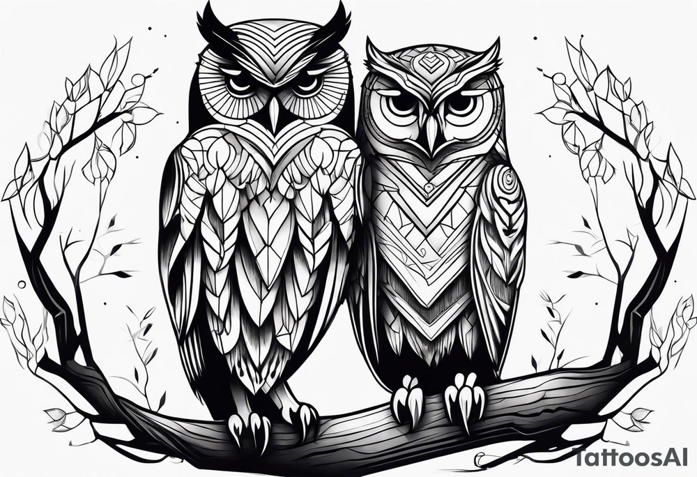 Mom and baby owl tattoo idea