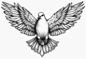 A dove flying carrying rosary beads tattoo idea
