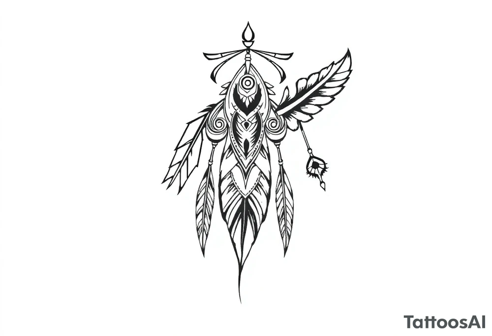 spiritual feathers ornamental indian shaman rune tattoo idea