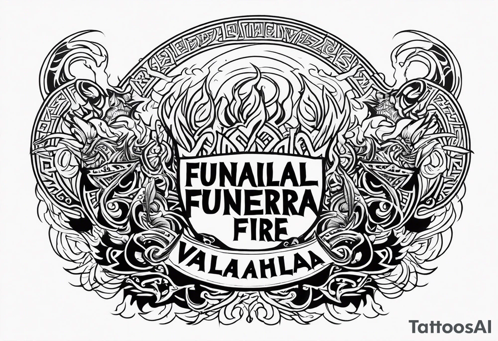 Viking valhalla funeral on fire tattoo idea