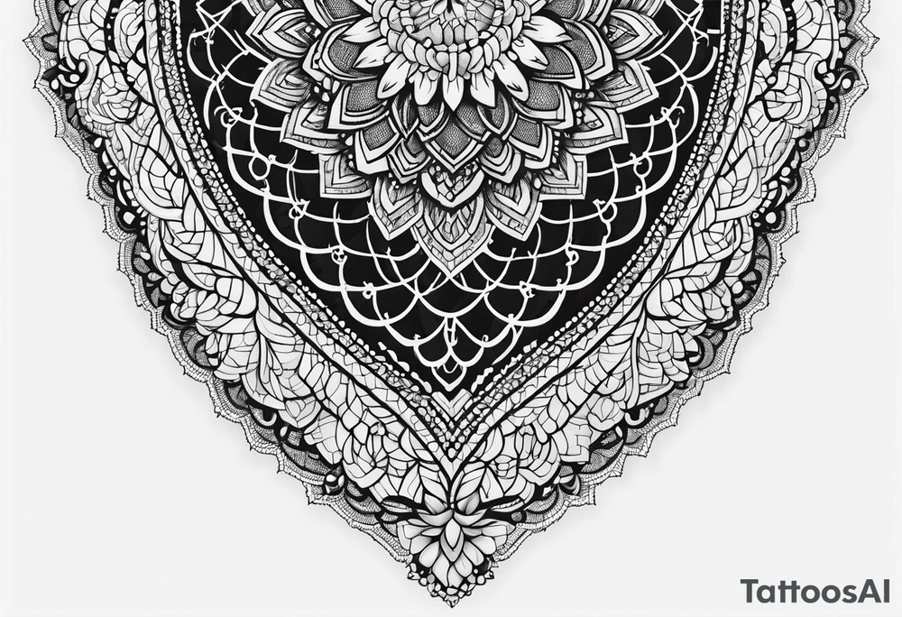 Elbow length black lace glove tattoo idea