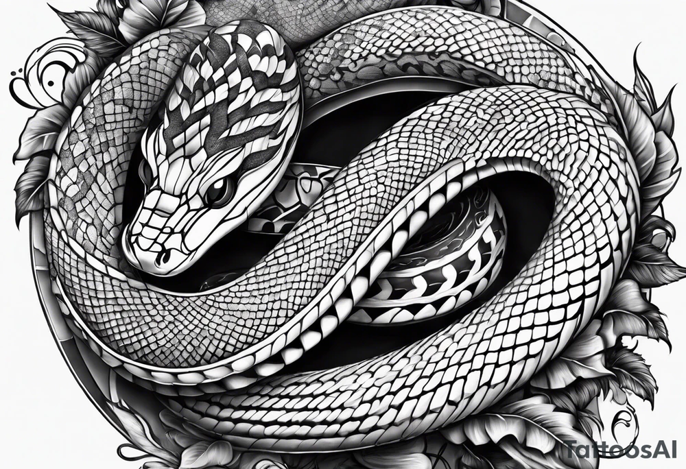 Snake wrapped around hand intigrated tattoo idea