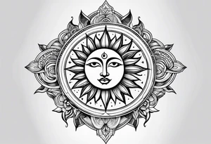 sun and moon line spirituality tattoo idea
