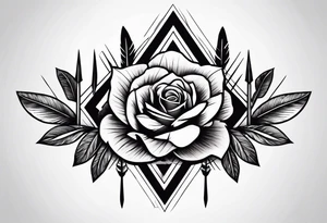 five Indian arrows going through a single rose tattoo idea