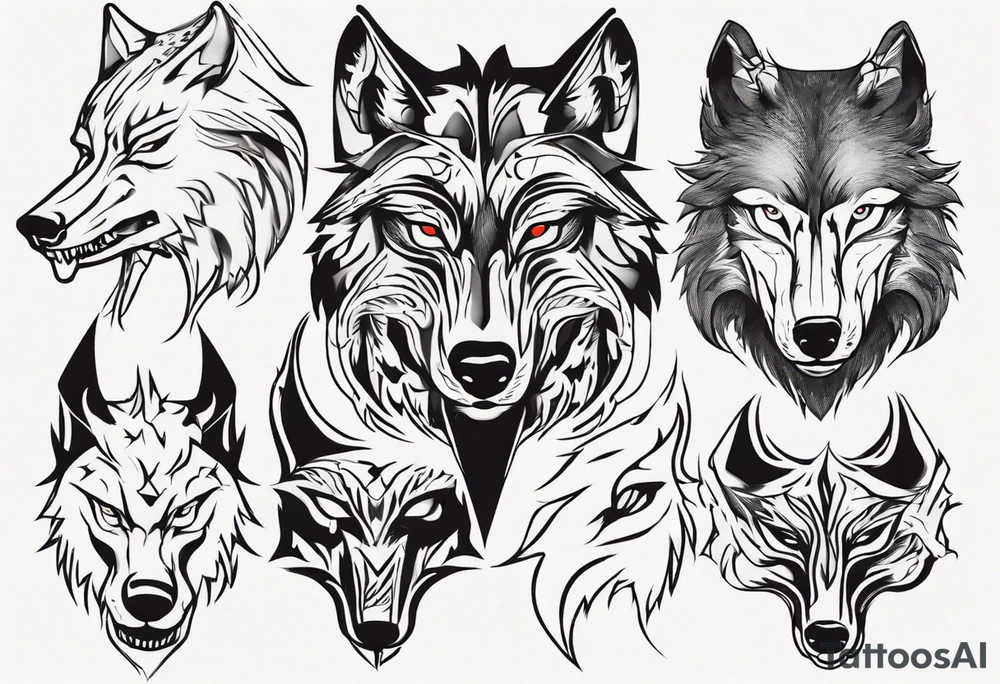 wolf head tattoo idea