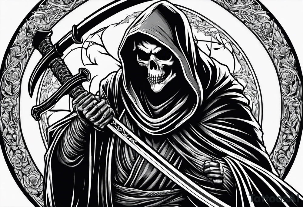grim reaper with katana tattoo idea