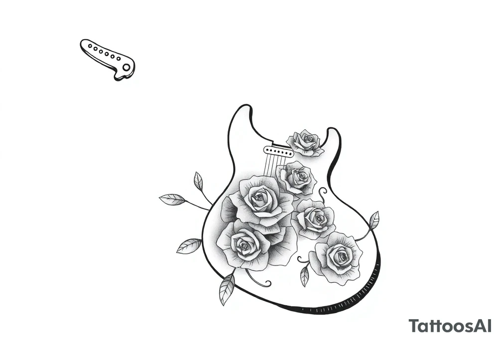 Electric guitar with rose designs on it tattoo idea