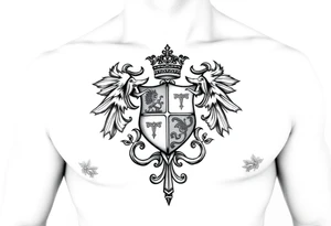 Powerful mideval Irish family crest for a full chest tattoo tattoo idea