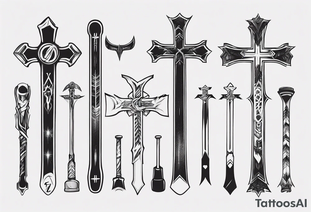 Memorai Hockey stick cross tattoo idea