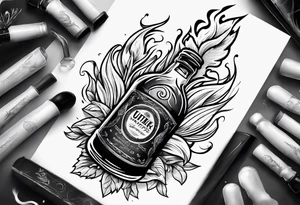 Flaming Molotov cocktail with rag tattoo idea