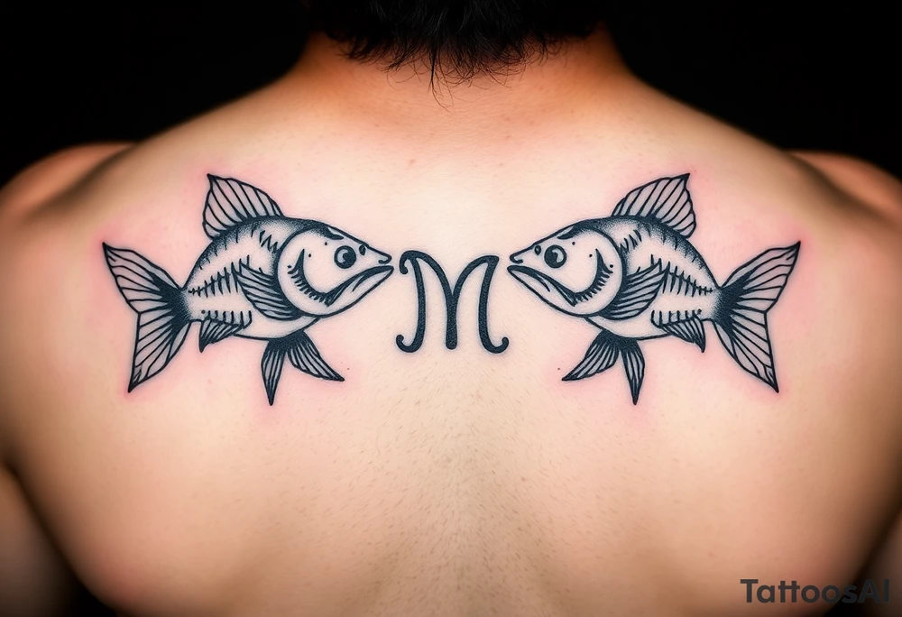 Only using the word picses unique zodiac sign  with fishes tattoo idea