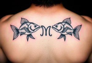 Only using the word picses unique zodiac sign  with fishes tattoo idea