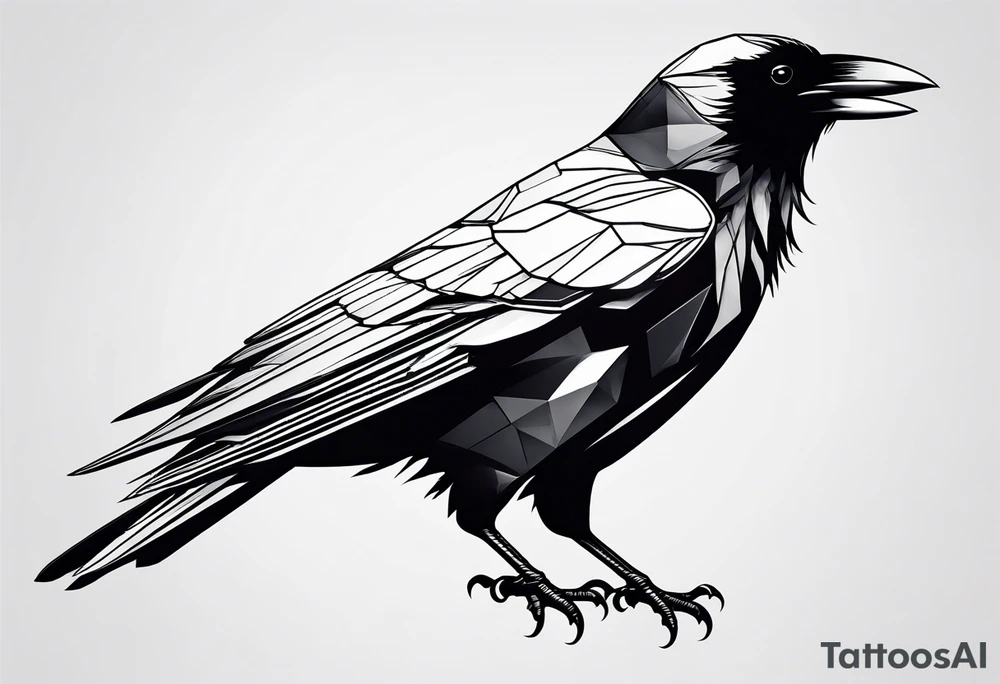 minimalistic stroke of a crow tattoo idea