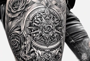 shin sleeve armor tattoo idea