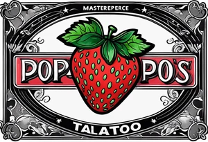 American traditional simple single  Strawberry with banner across it that says Pops tattoo idea
