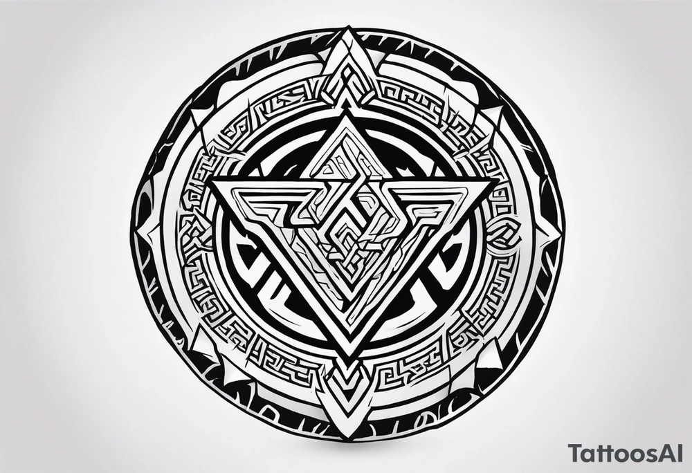 Valhalla berserker round shield axe
Valknut tattoo idea