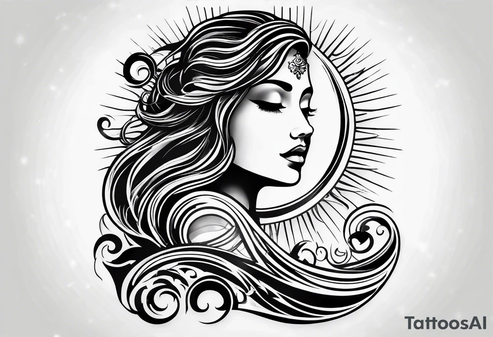 Sun and waves tattoo idea