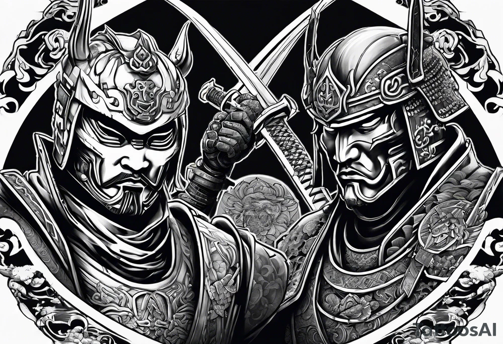 robot samurai vs human samurai in a duel to the death tattoo idea