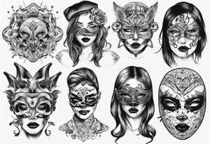 girl with mask tattoo idea