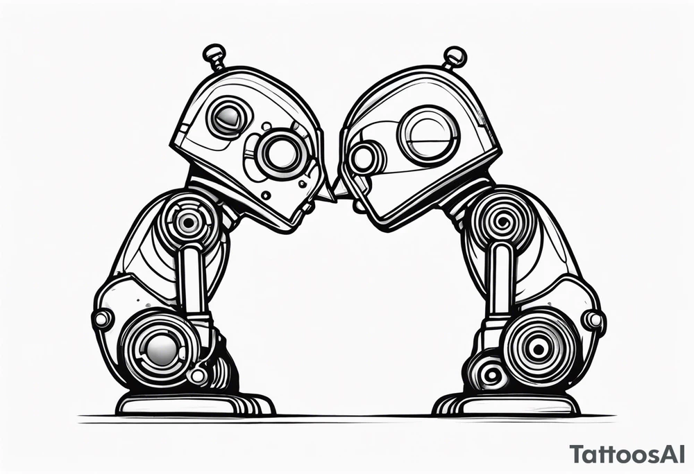 Kissing robot tattoo idea