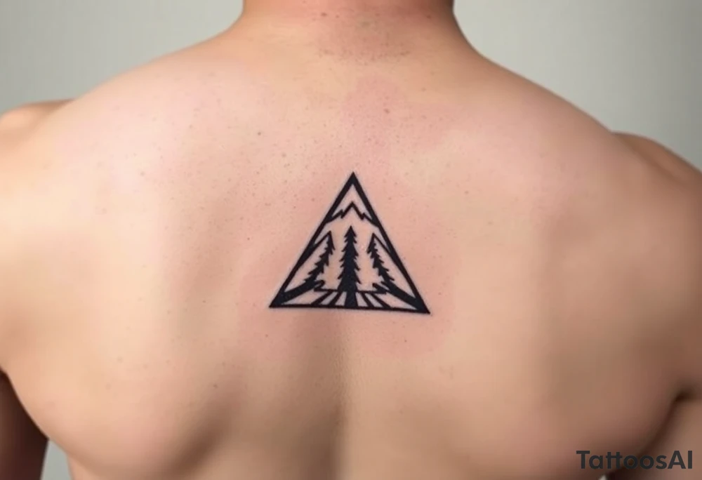 Geometric small triangle about different paths in life merge together and become stronger together while being psychedelic and trippy tattoo idea