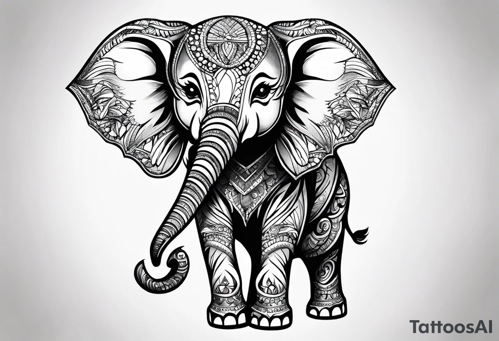 Fierce baby elephant tattoo idea