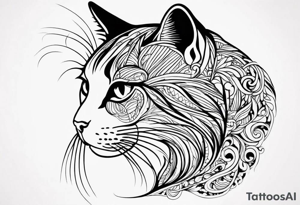 right side profile of a cat face tattoo idea