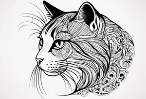 right side profile of a cat face tattoo idea