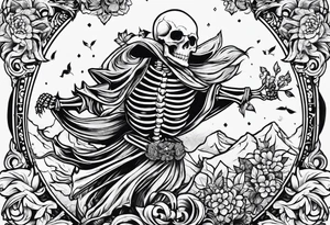 Skeleton dancing happily tattoo idea
