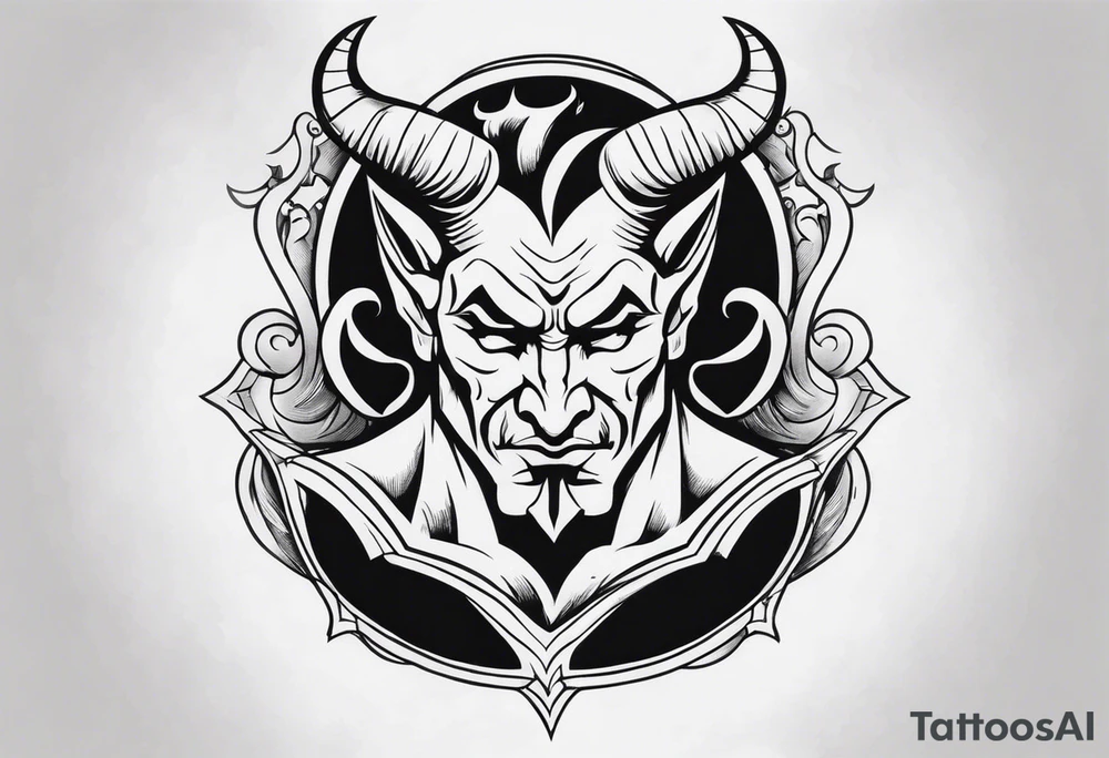 old school devil placed in the chest tattoo idea