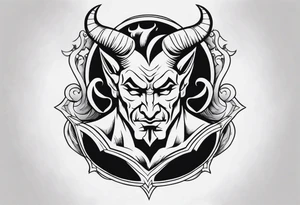 old school devil placed in the chest tattoo idea