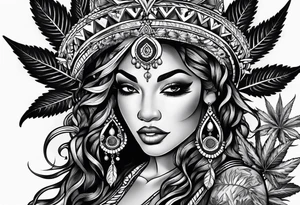 Black Goddess of marijuana tattoo idea