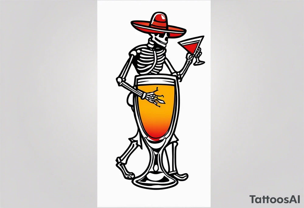 Mexico day of dead  man standing
 skeleton drink tattoo idea