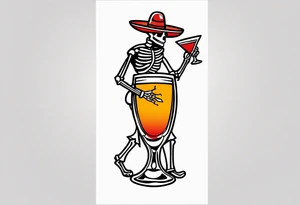 Mexico day of dead  man standing
 skeleton drink tattoo idea