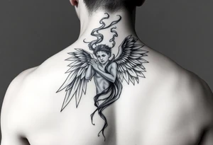 angel with smoke tattoo idea