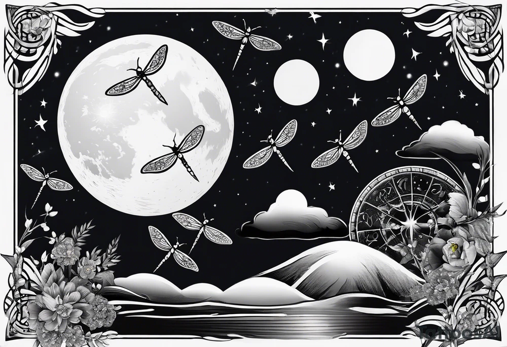 Moon phases with small dragonfly vertical tattoo idea Moon phases with small dragonfly vertical tattoo idea