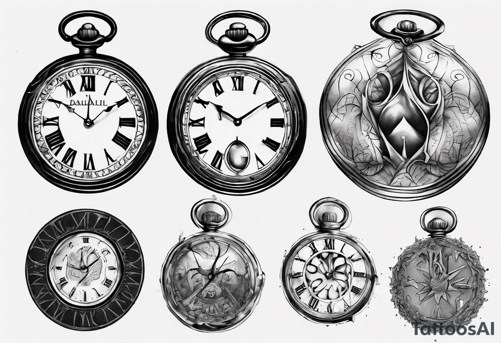 Roman numeral 4 on antient pocket watch tattoo idea