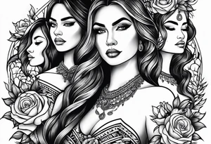 Mother with 3 daughters tattoo idea