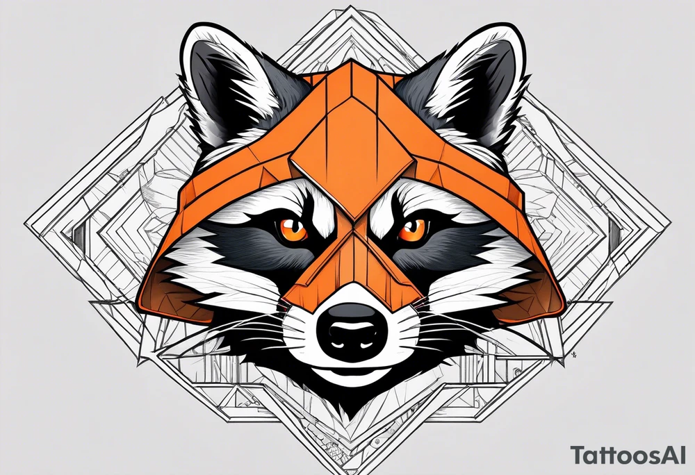 Raccoon wearing an orange Superman hoodie tattoo idea