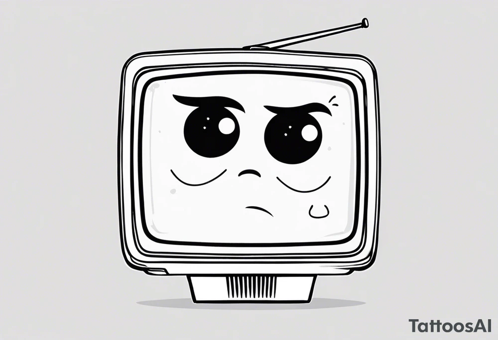 retro television set character with a sad crying face tattoo idea