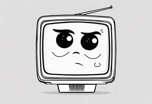 retro television set character with a sad crying face tattoo idea