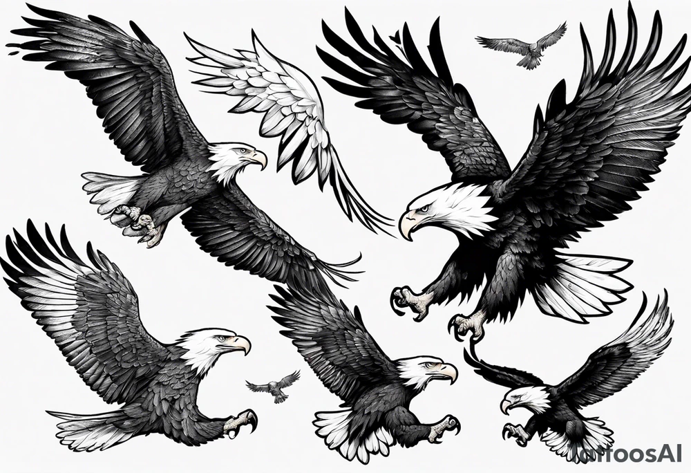dive bombing bald eagle tattoo idea