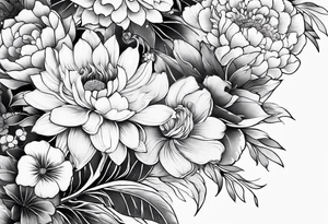 Japanese sleeve with flowers tattoo idea
