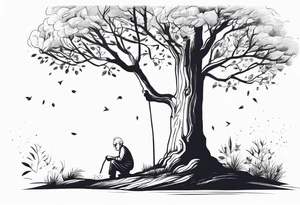 Old man planting a tree, than a young boy playing under a full grown tree. tattoo idea