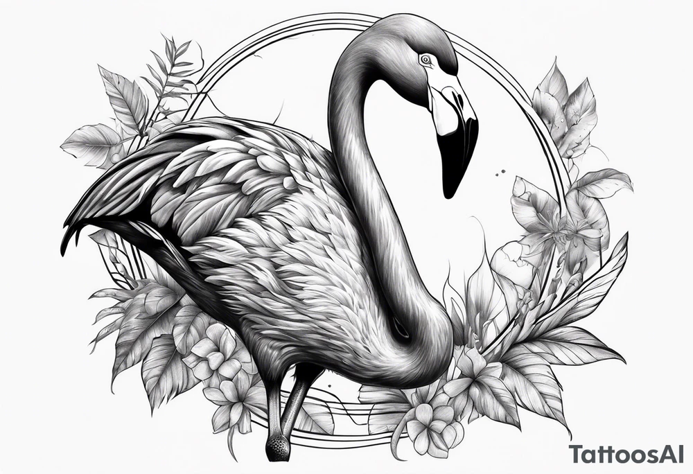 Flamingo with scorpion lower body tattoo idea