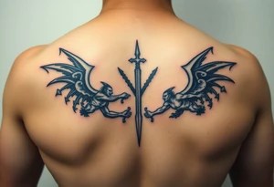 Demons and angels fighting tattoo idea