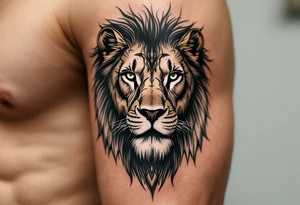 egyptian themed lion (red and black) tattoo idea