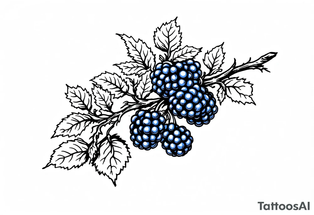 American traditional style Blackberry vine in a line tattoo idea