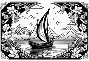 flying lantern festival with small boat tattoo idea